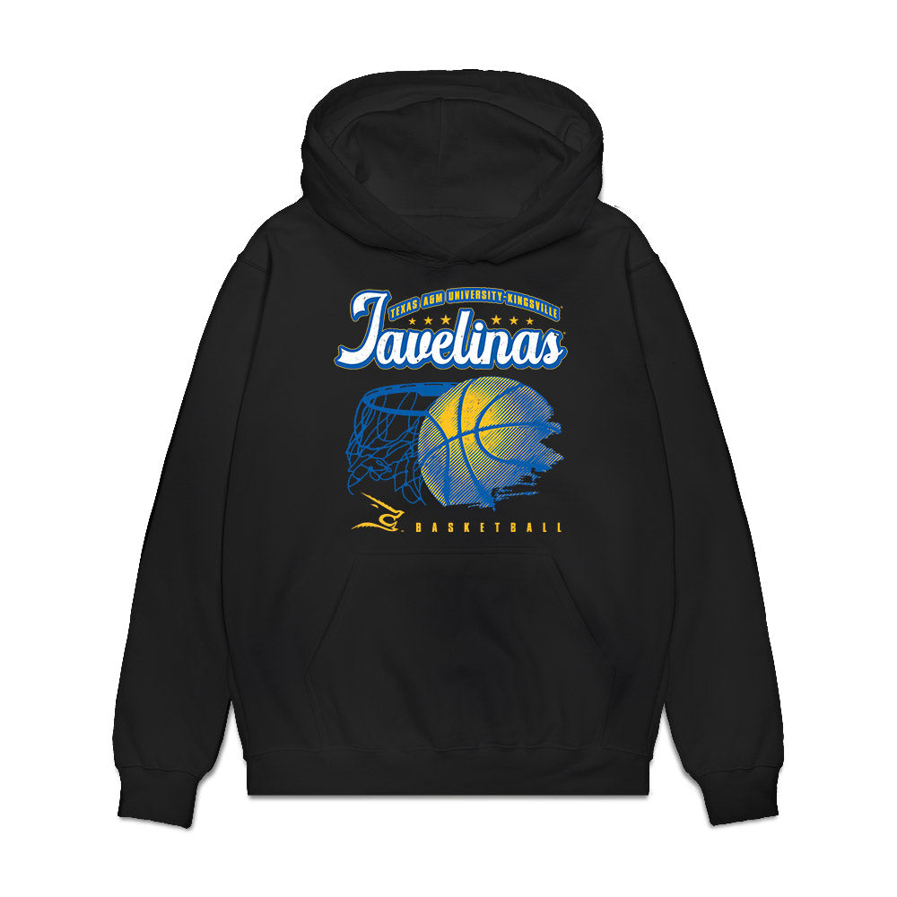 TAMUK - NCAA Men's Basketball : James Livingston - Vintage Basketball Shersey Premium Hooded Sweatshirt-0