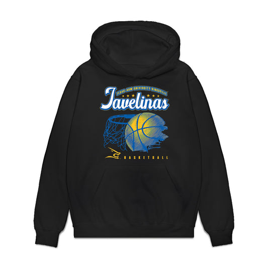 TAMUK - NCAA Men's Basketball : James Livingston - Vintage Basketball Shersey Premium Hooded Sweatshirt-0