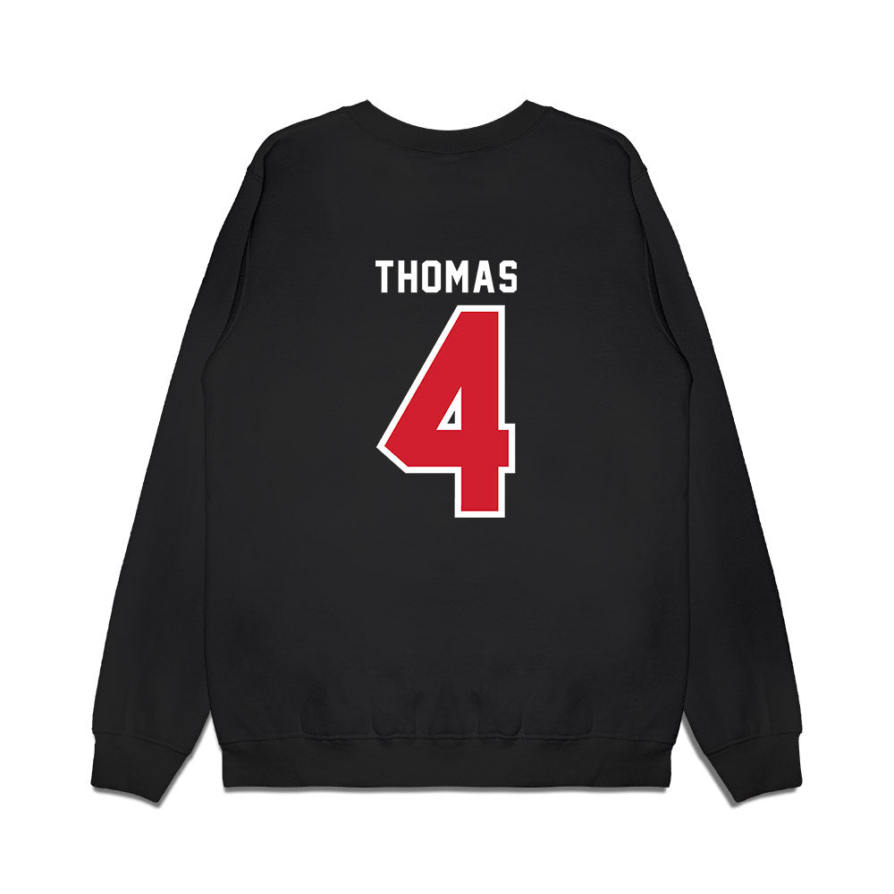 Bradley - NCAA Men's Basketball : Corey Thomas - Vintage Basketball Shersey Premium Crewneck Sweatshirt-1