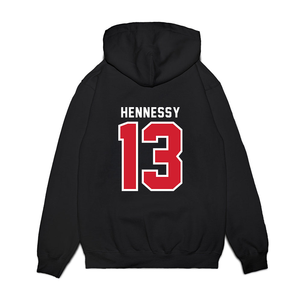 Bradley - NCAA Men's Basketball : Sam Hennessy - Vintage Basketball Shersey Premium Hooded Sweatshirt-1