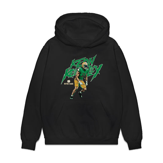 Notre Dame - NCAA Football : Keon Keeley - Caricature Premium Hooded Sweatshirt-0