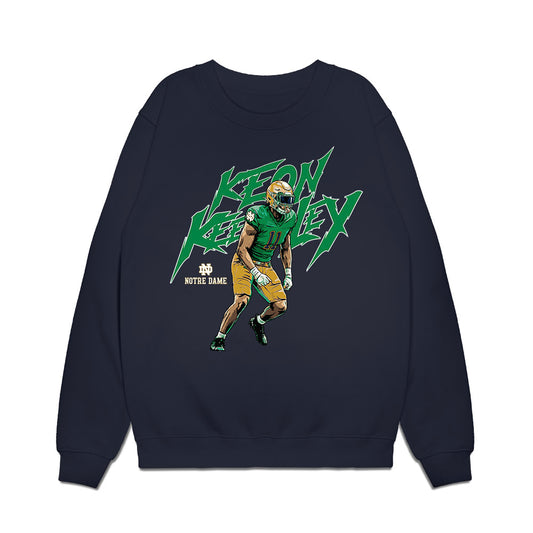 Notre Dame - NCAA Football : Keon Keeley - Caricature Premium Crewneck Sweatshirt-0