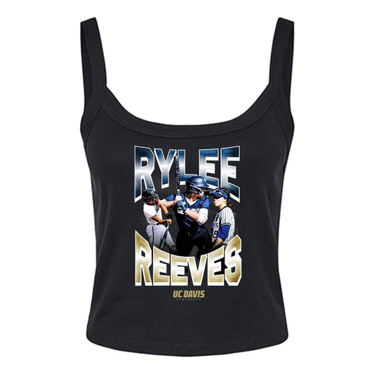 UC Davis - NCAA Softball : Rylee Reeves - Collage Women’s Rib Cropped Tank Top-0