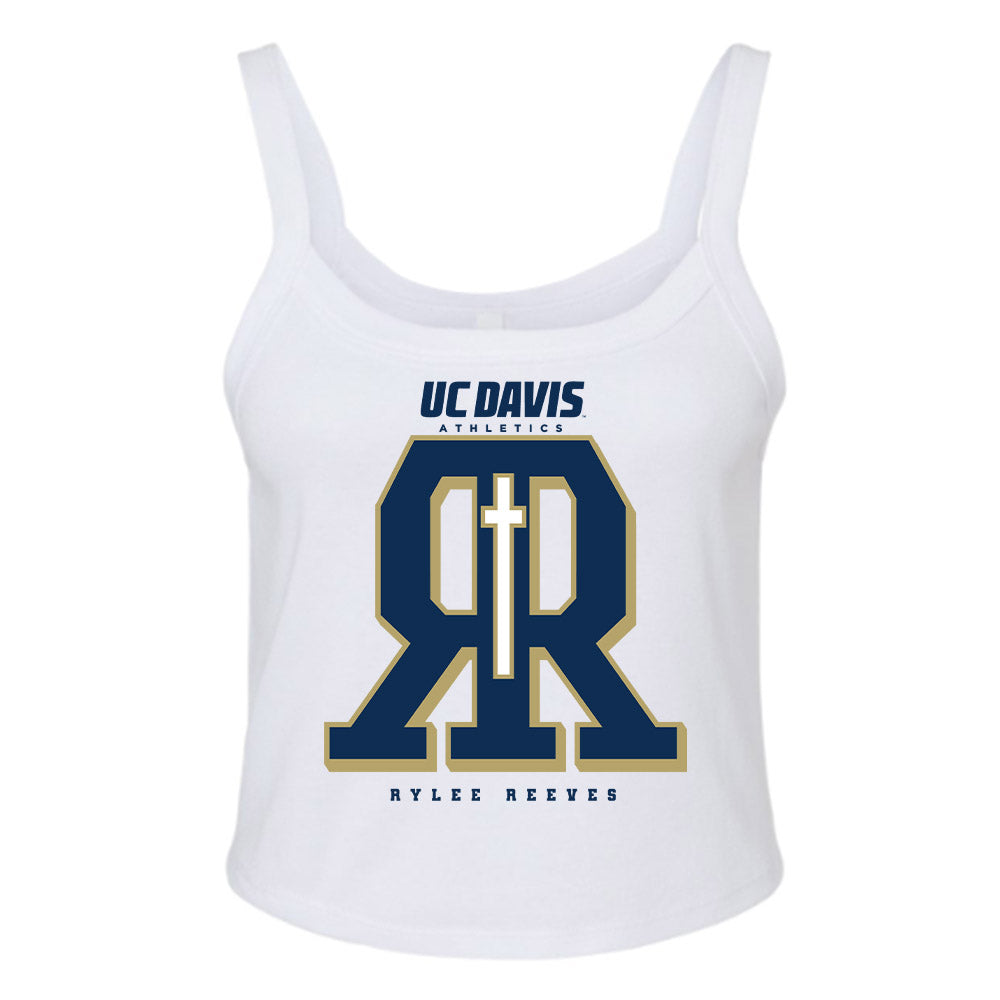 UC Davis - NCAA Softball : Rylee Reeves - Graphic Women’s Rib Cropped Tank Top-0