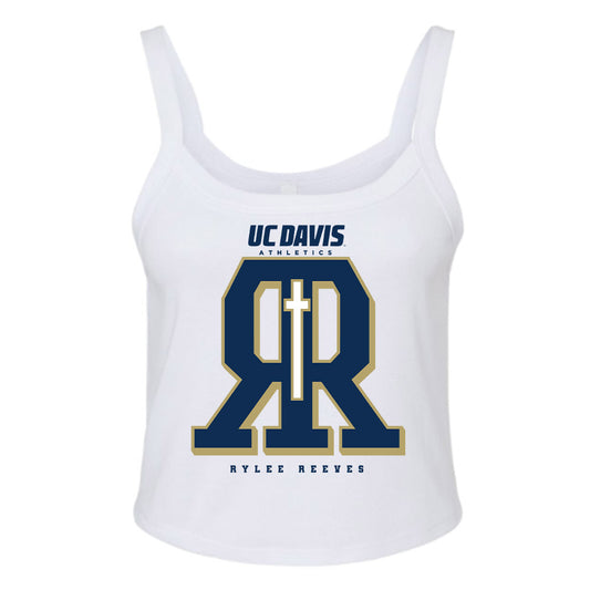 UC Davis - NCAA Softball : Rylee Reeves - Graphic Women’s Rib Cropped Tank Top-0