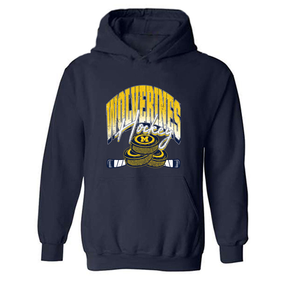 Michigan - NCAA Men's Ice Hockey : Hunter Hady - Vintage Shersey Hooded Sweatshirt-0