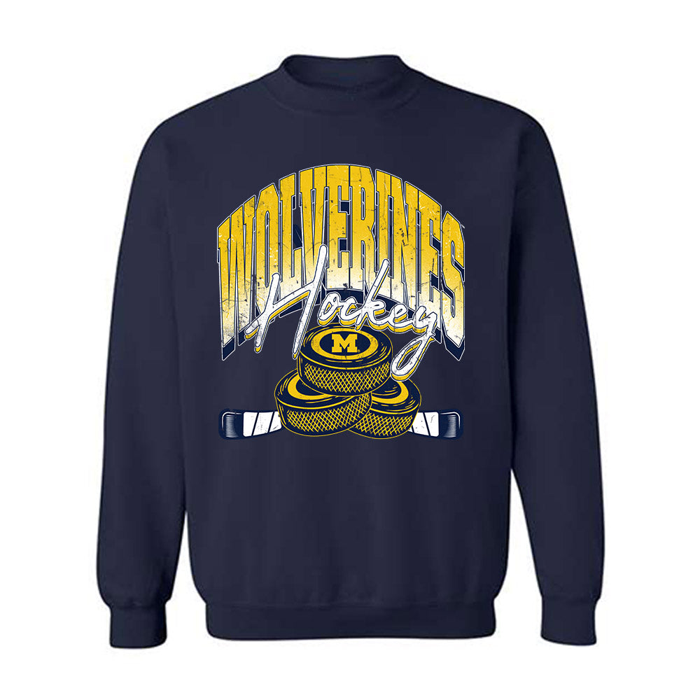 Michigan - NCAA Men's Ice Hockey : Adam Valentini - Vintage Shersey Crewneck Sweatshirt-0