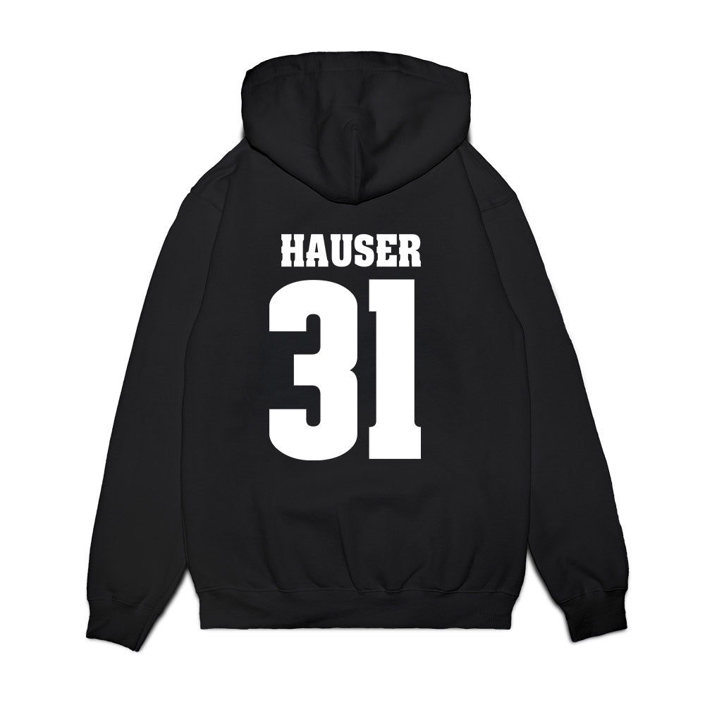 Wisconsin - NCAA Men's Ice Hockey : Daniel Hauser - Vintage Hockey Premium Hooded Sweatshirt-1