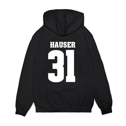 Wisconsin - NCAA Men's Ice Hockey : Daniel Hauser - Vintage Hockey Premium Hooded Sweatshirt-1