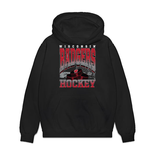 Wisconsin - NCAA Men's Ice Hockey : Kyle Kukkonen - Vintage Hockey Premium Hooded Sweatshirt-0