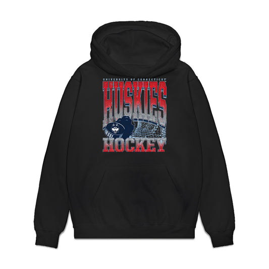 UConn - NCAA Women's Ice Hockey : Maya Serdachny - Vintage Premium Hooded Sweatshirt-0