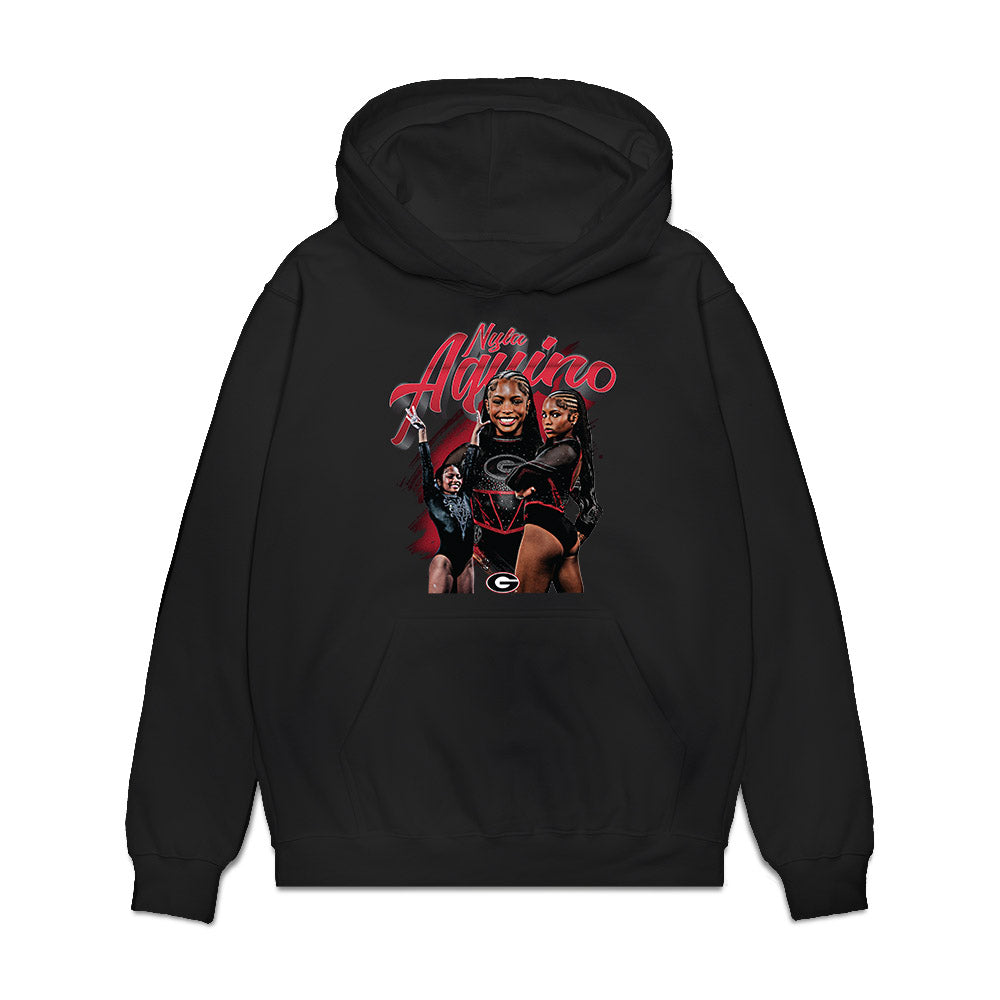 Georgia - NCAA Women's Gymnastics : Nyla Aquino - Collage Premium Hooded Sweatshirt-0