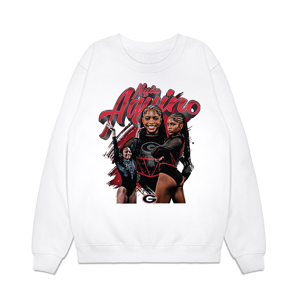 Georgia - NCAA Women's Gymnastics : Nyla Aquino - Collage Premium Crewneck Sweatshirt-0
