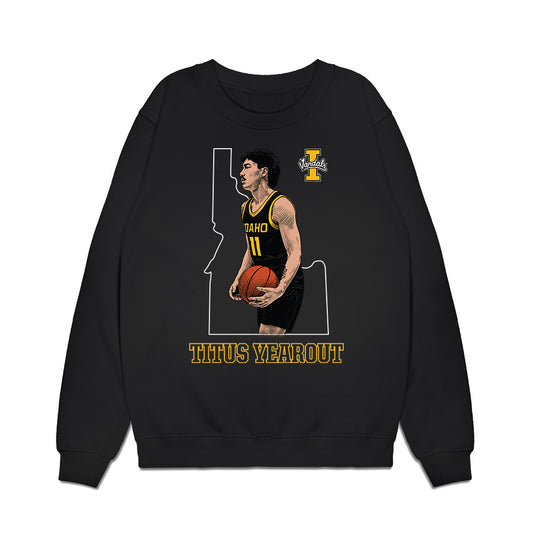 Idaho - NCAA Men's Basketball : Titus Yearout - Caricature Premium Crewneck Sweatshirt-0