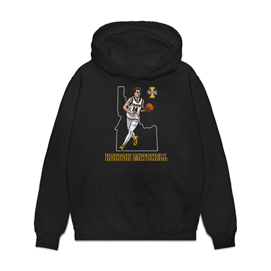 Idaho - NCAA Men's Basketball : Kolton Mitchell - Caricature Premium Hooded Sweatshirt-0