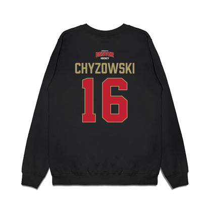 DU - NCAA Men's Ice Hockey : Kyle Chyzowski - Vintage Hockey Premium Crewneck Sweatshirt-1