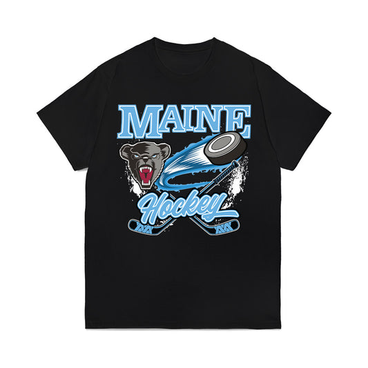 Maine - NCAA Men's Ice Hockey : Lee Parks - Vintage Hockey Comfort Colors T-Shirt-0
