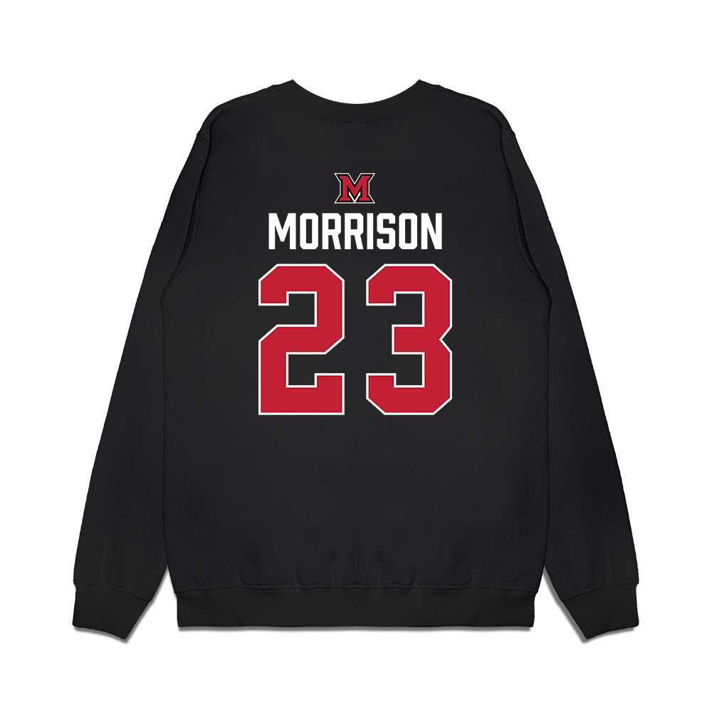 Miami of Ohio - NCAA Men's Ice Hockey : Brayden Morrison - Vintage Shersey Premium Crewneck Sweatshirt-1