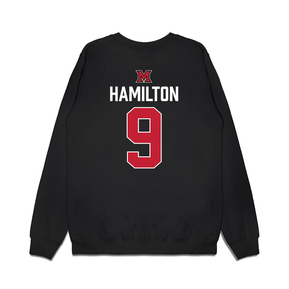 Miami of Ohio - NCAA Men's Ice Hockey : Jack Hamilton - Vintage Shersey Premium Crewneck Sweatshirt-1