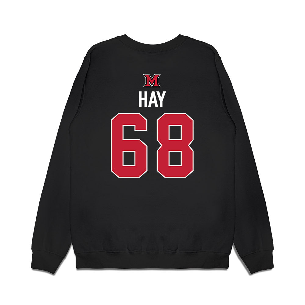 Miami of Ohio - NCAA Men's Ice Hockey : Ethan Hay - Vintage Shersey Premium Crewneck Sweatshirt-1