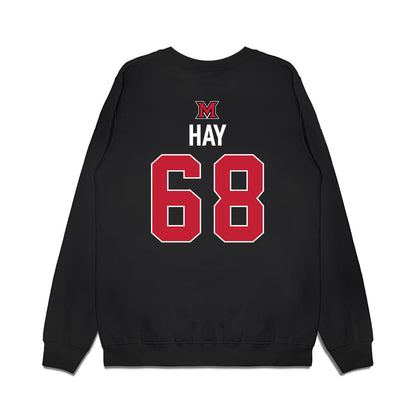 Miami of Ohio - NCAA Men's Ice Hockey : Ethan Hay - Vintage Shersey Premium Crewneck Sweatshirt-1