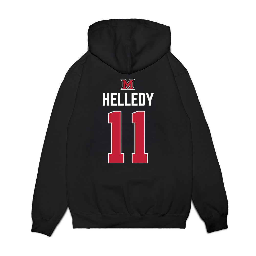 Miami of Ohio - NCAA Men's Ice Hockey : David Helledy - Vintage Shersey Premium Hooded Sweatshirt-1