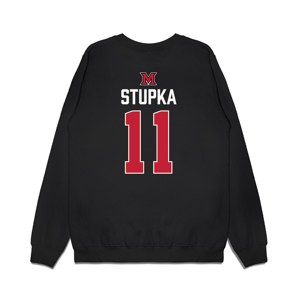 Miami of Ohio - NCAA Men's Ice Hockey : Justin Stupka - Vintage Shersey Premium Crewneck Sweatshirt-1