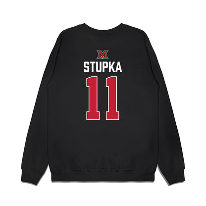 Miami of Ohio - NCAA Men's Ice Hockey : Justin Stupka - Vintage Shersey Premium Crewneck Sweatshirt-1