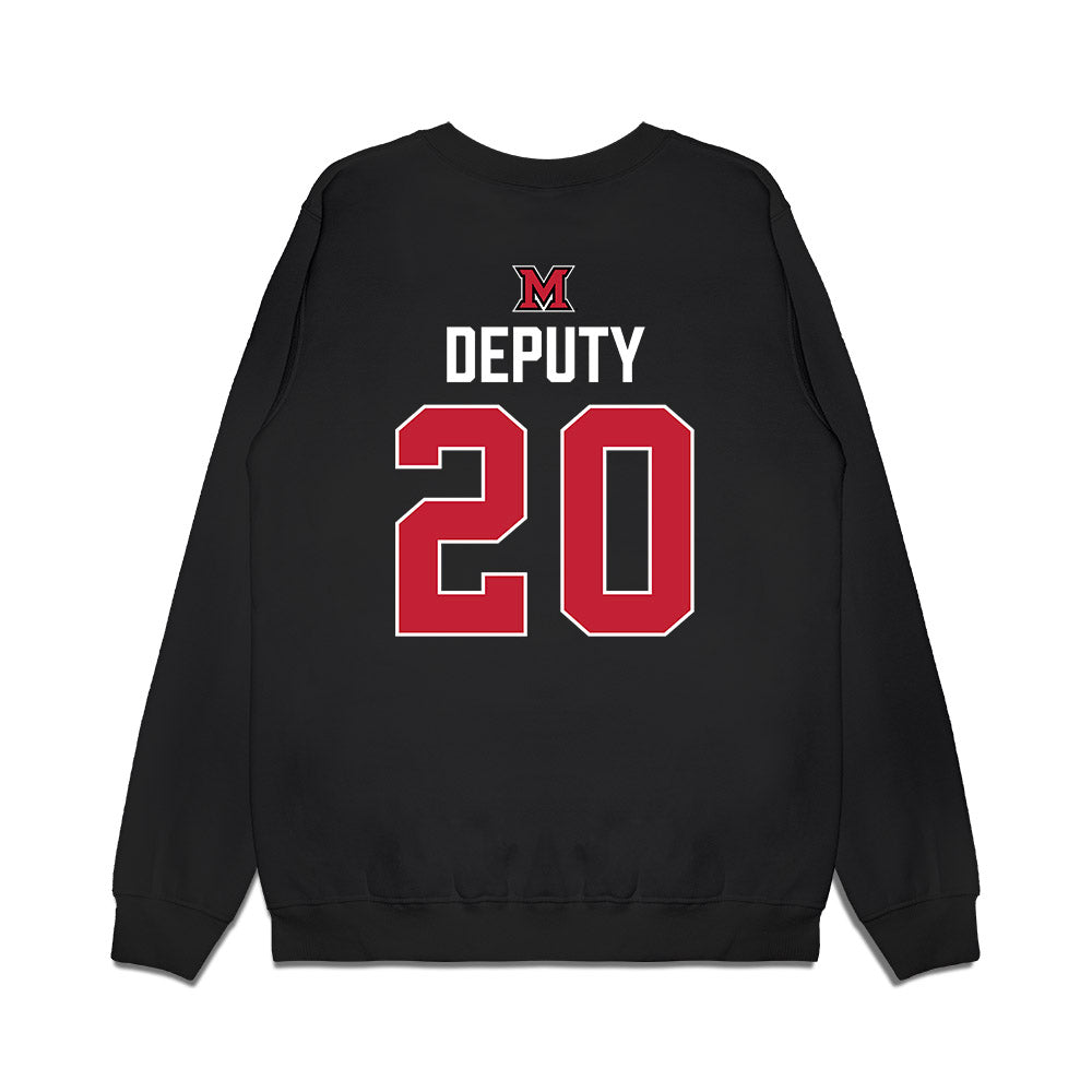 Miami of Ohio - NCAA Men's Ice Hockey : David Deputy - Vintage Shersey Premium Crewneck Sweatshirt-1