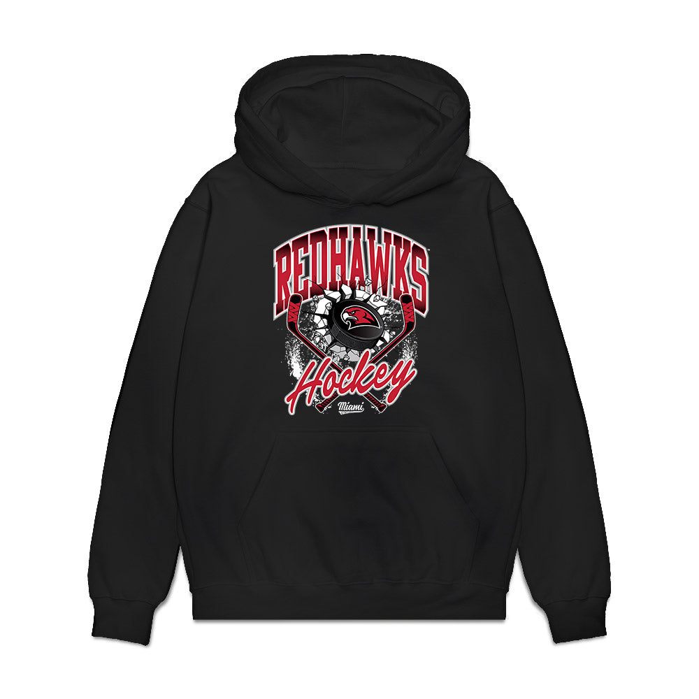 Miami of Ohio - NCAA Men's Ice Hockey : David Helledy - Vintage Shersey Premium Hooded Sweatshirt-0