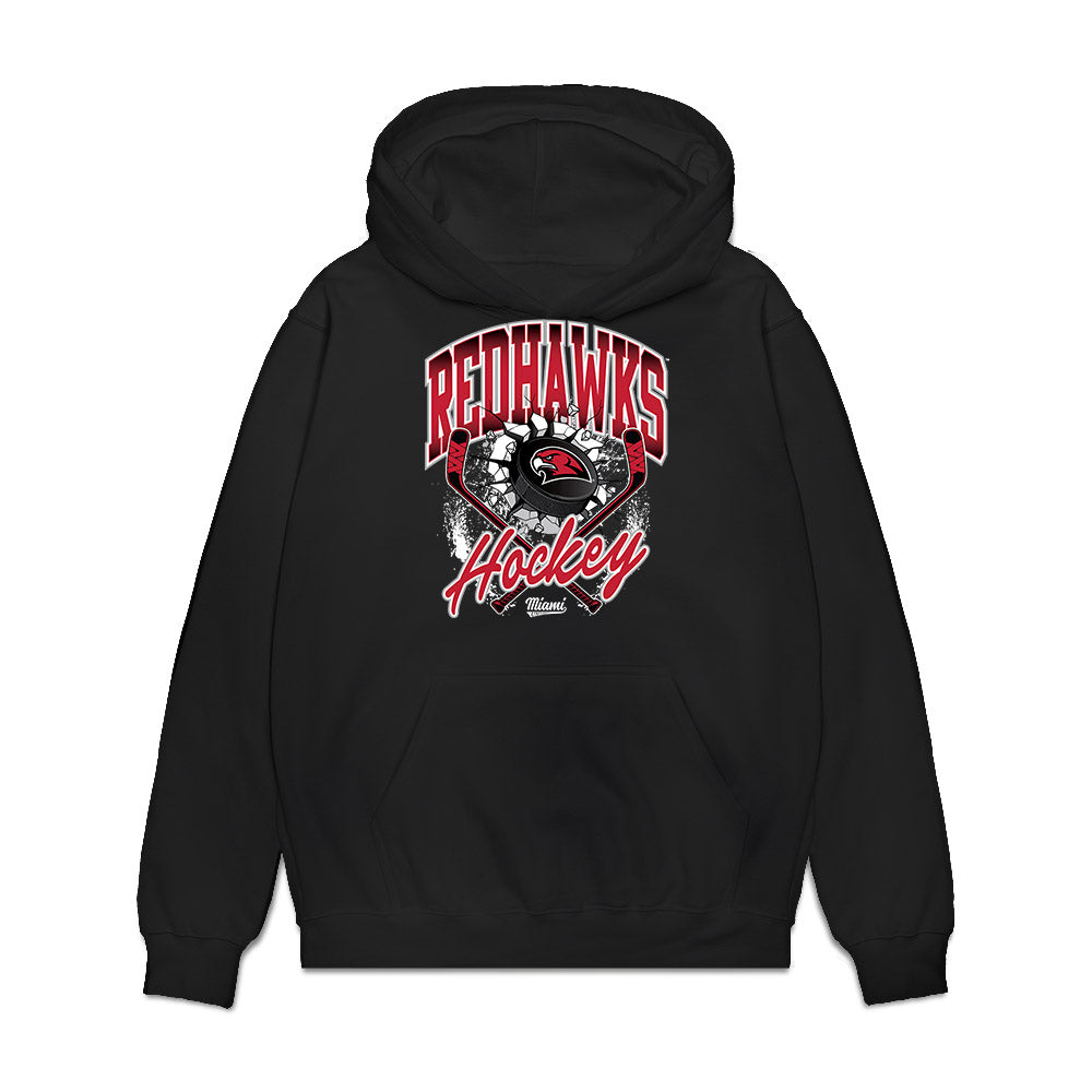 Miami of Ohio - NCAA Men's Ice Hockey : Branko Vukas - Vintage Shersey Premium Hooded Sweatshirt-0