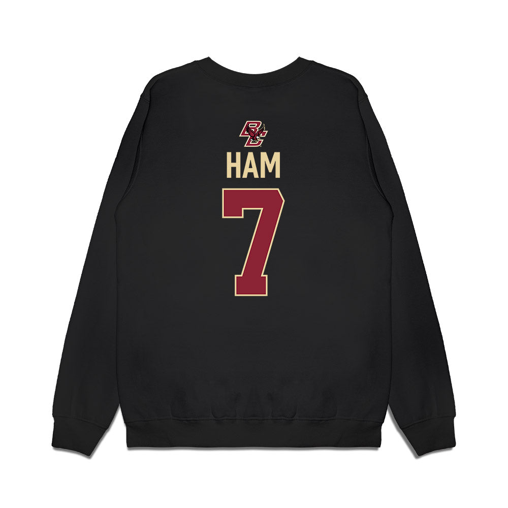 Boston College - NCAA Women's Ice Hockey : Kate Ham - Vintage Shersey Premium Crewneck Sweatshirt-1