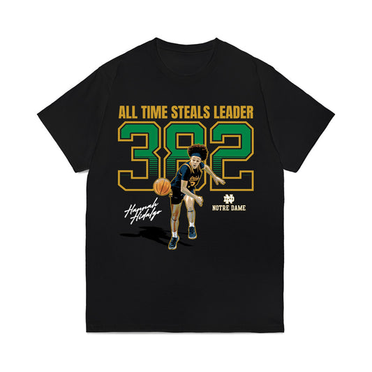 Notre Dame - NCAA Women's Basketball : Hannah Hidalgo - All Time Steals Leader: 382 Comfort Colors T-Shirt-0