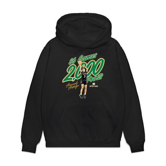 Notre Dame - NCAA Women's Basketball : Hannah Hidalgo - 86 Games : 2,000 points Premium Hooded Sweatshirt-0