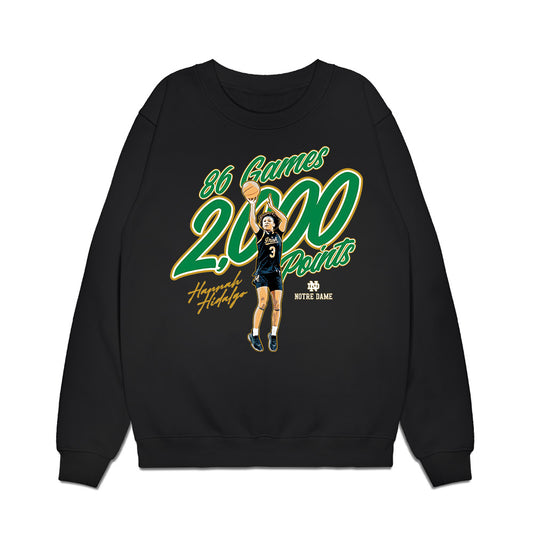 Notre Dame - NCAA Women's Basketball : Hannah Hidalgo - 86 Games : 2,000 points Premium Crewneck Sweatshirt-0