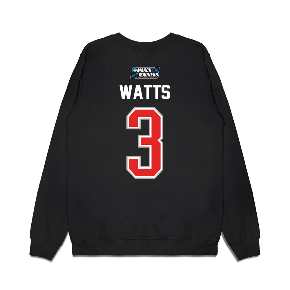 Texas Tech - NCAA Men's Basketball : Lejuan Watts - Premium Crewneck Sweatshirt-1