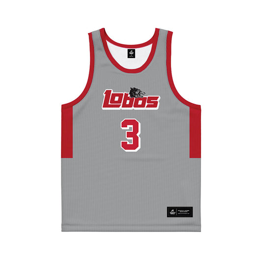 New Mexico - NCAA Men's Basketball : Luke Haupt - 90's Grey Basketball Jersey-0