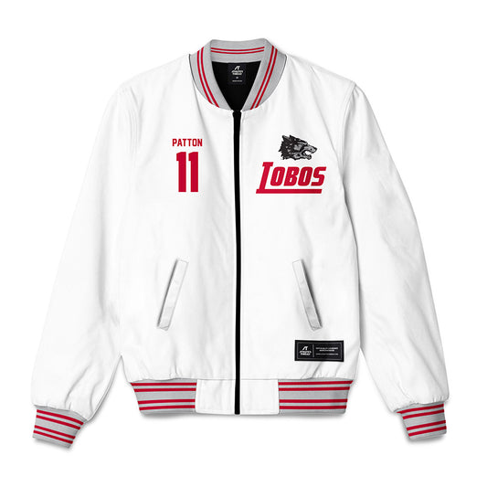 New Mexico - NCAA Men's Basketball : Kallai Patton - 90's White Bomber Jacket-0