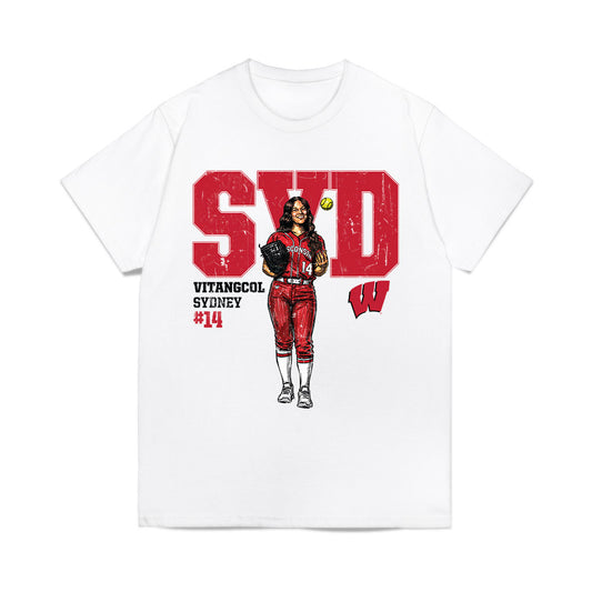 Wisconsin - NCAA Softball : Sydney Vitangcol - Caricature Comfort Colors T-Shirt-0
