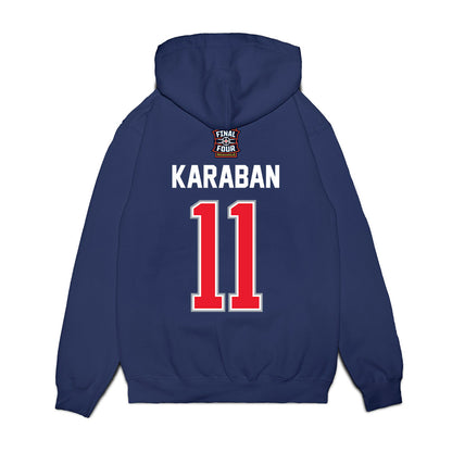 UConn - NCAA Men's Basketball : Alex Karaban - Final Four NCAA® March Madness® 2026 Fleece Hooded Sweatshirt-1