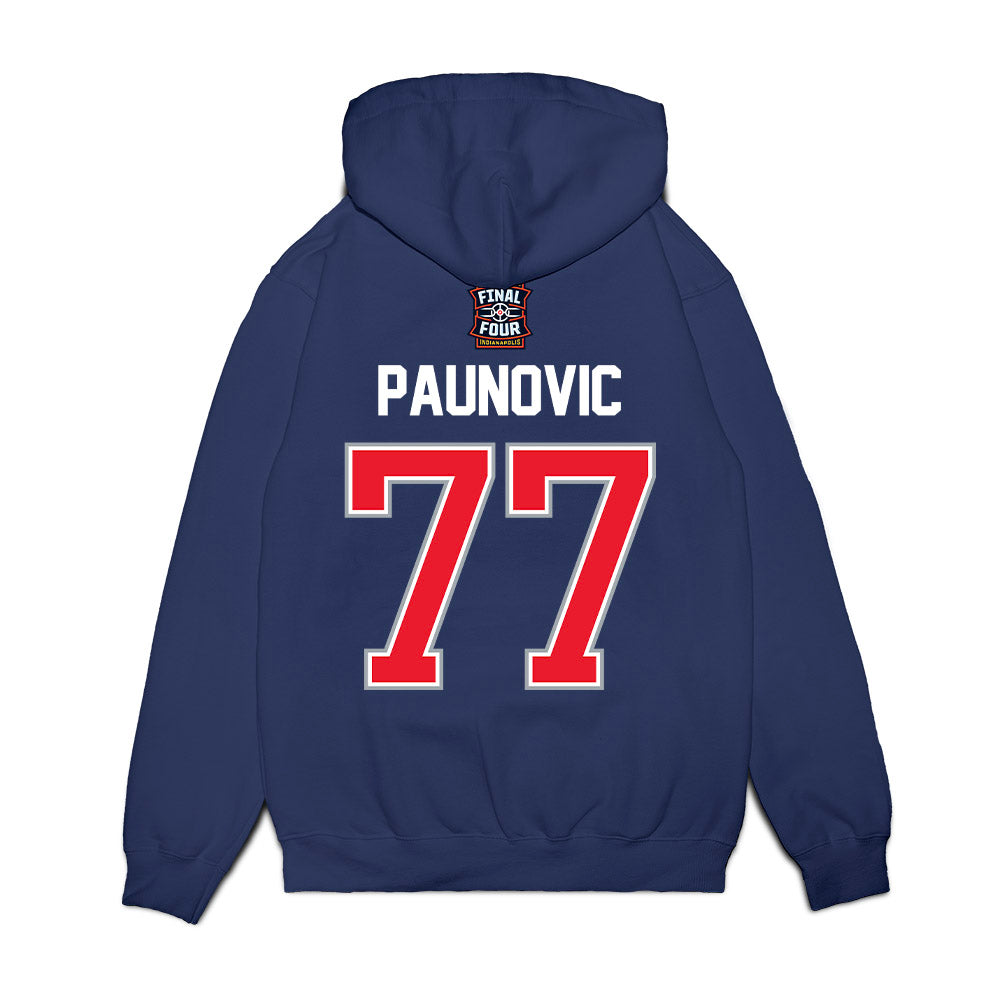 UConn - NCAA Men's Basketball : Uros Paunovic - Final Four NCAA® March Madness® 2026 Fleece Hooded Sweatshirt-1
