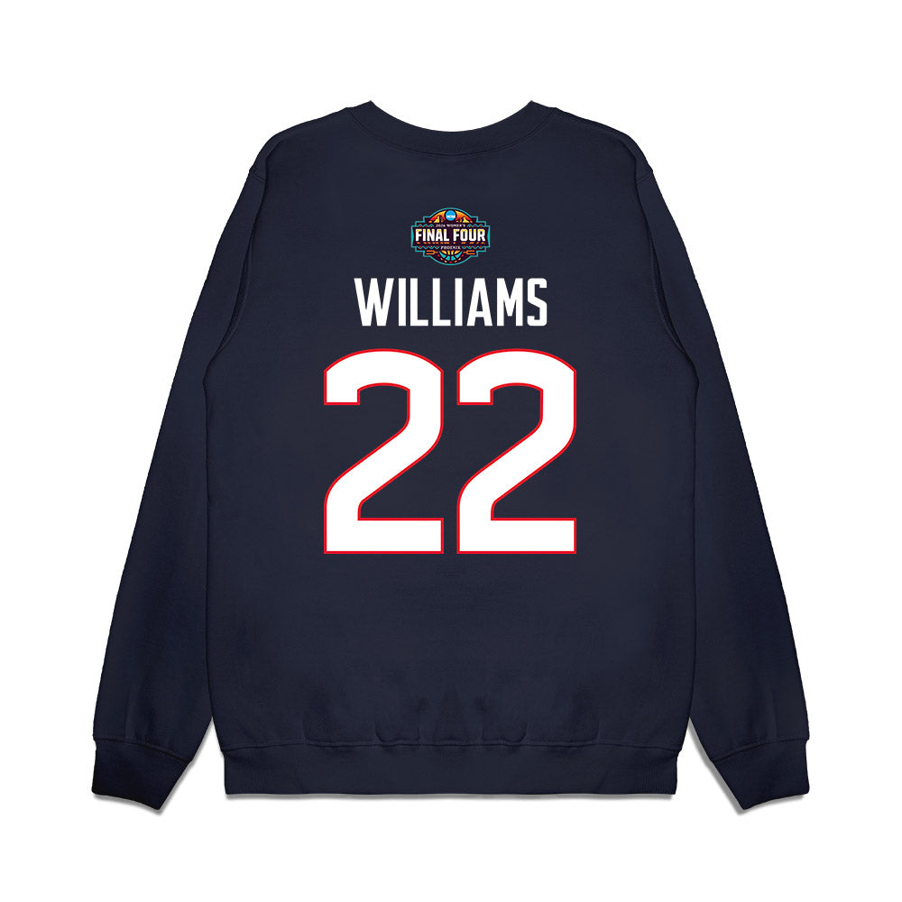 UConn - NCAA Women's Basketball : Serah Williams - Final Four NCAA® March Madness® 2026 Premium Crewneck Sweatshirt-1