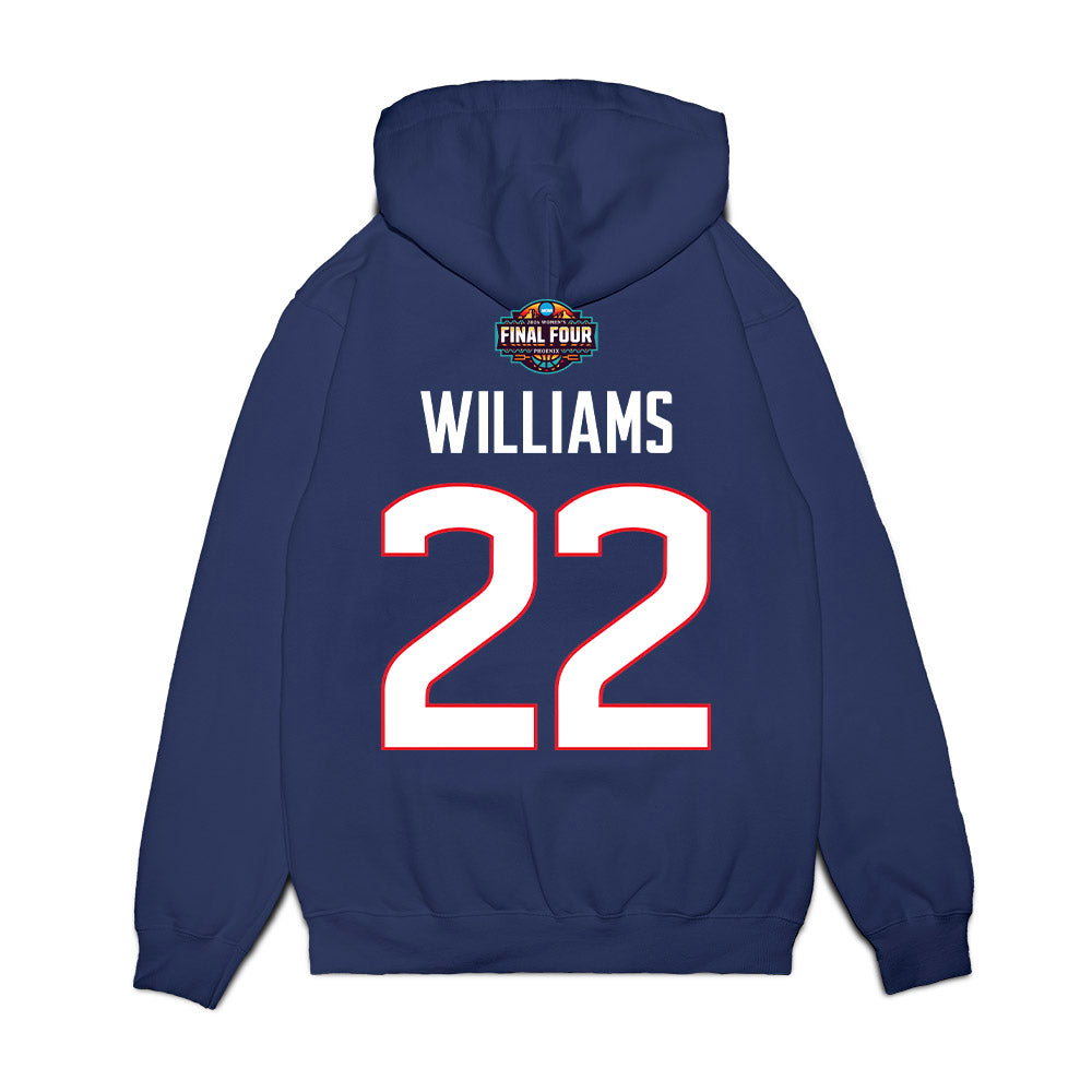 UConn - NCAA Women's Basketball : Serah Williams - Final Four NCAA® March Madness® 2026 Fleece Hooded Sweatshirt-1