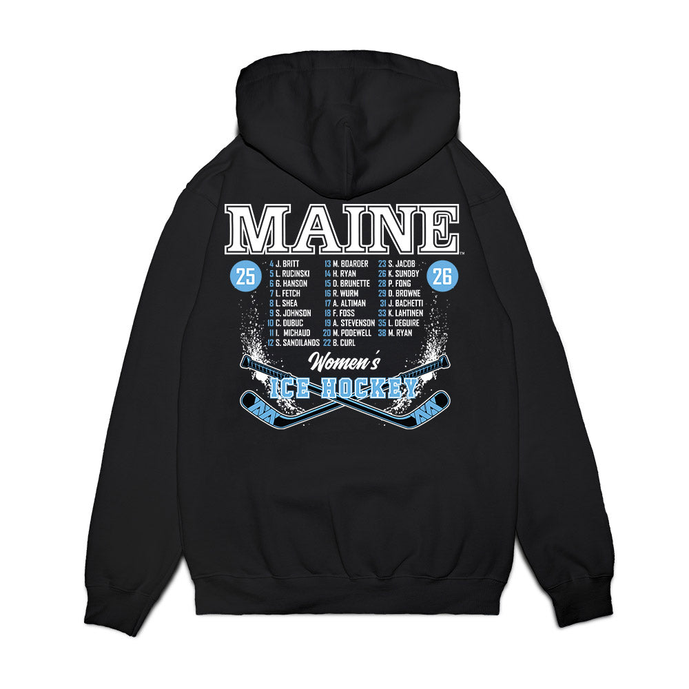 Maine - NCAA Womens Ice Hockey : Roster List Premium Hooded Sweatshirt-1