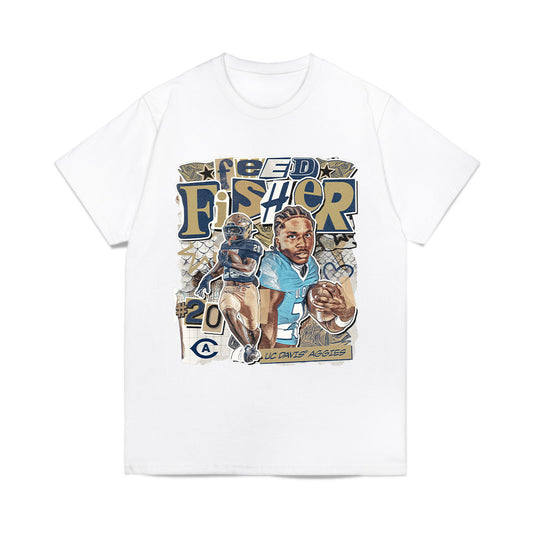 UC Davis - NCAA Football : Jordan Fisher - Collage Comfort Colors T-Shirt-0