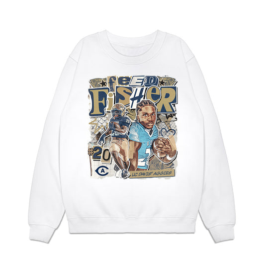 UC Davis - NCAA Football : Jordan Fisher - Collage Premium Crewneck Sweatshirt-0