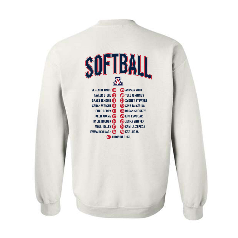 Arizona - NCAA Softball : - Roster List Crewneck Sweatshirt-1