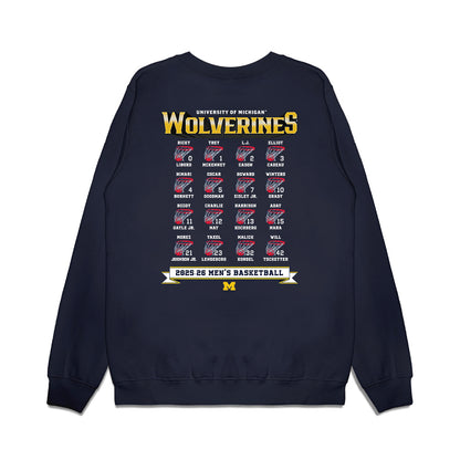 Michigan - NCAA Men's Basketball : - Roster Premium Crewneck Sweatshirt-1