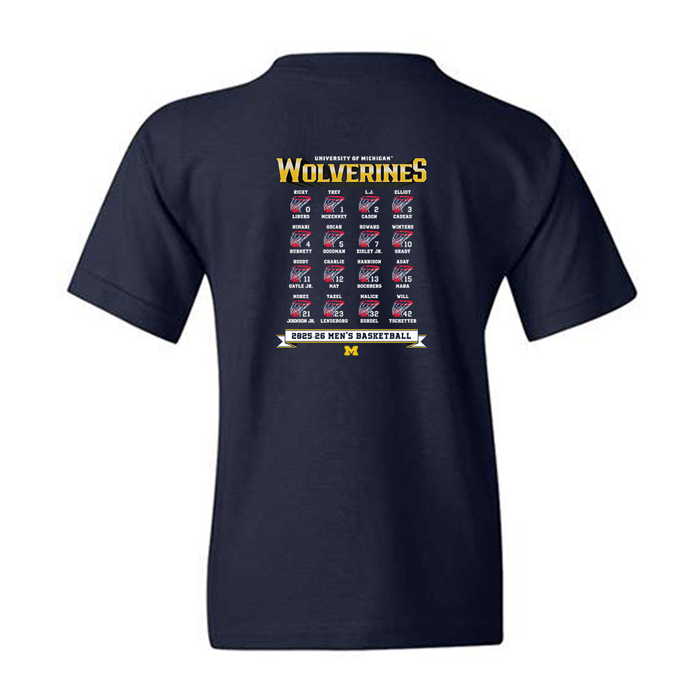 Michigan - NCAA Men's Basketball : - Roster Youth T-Shirt-1