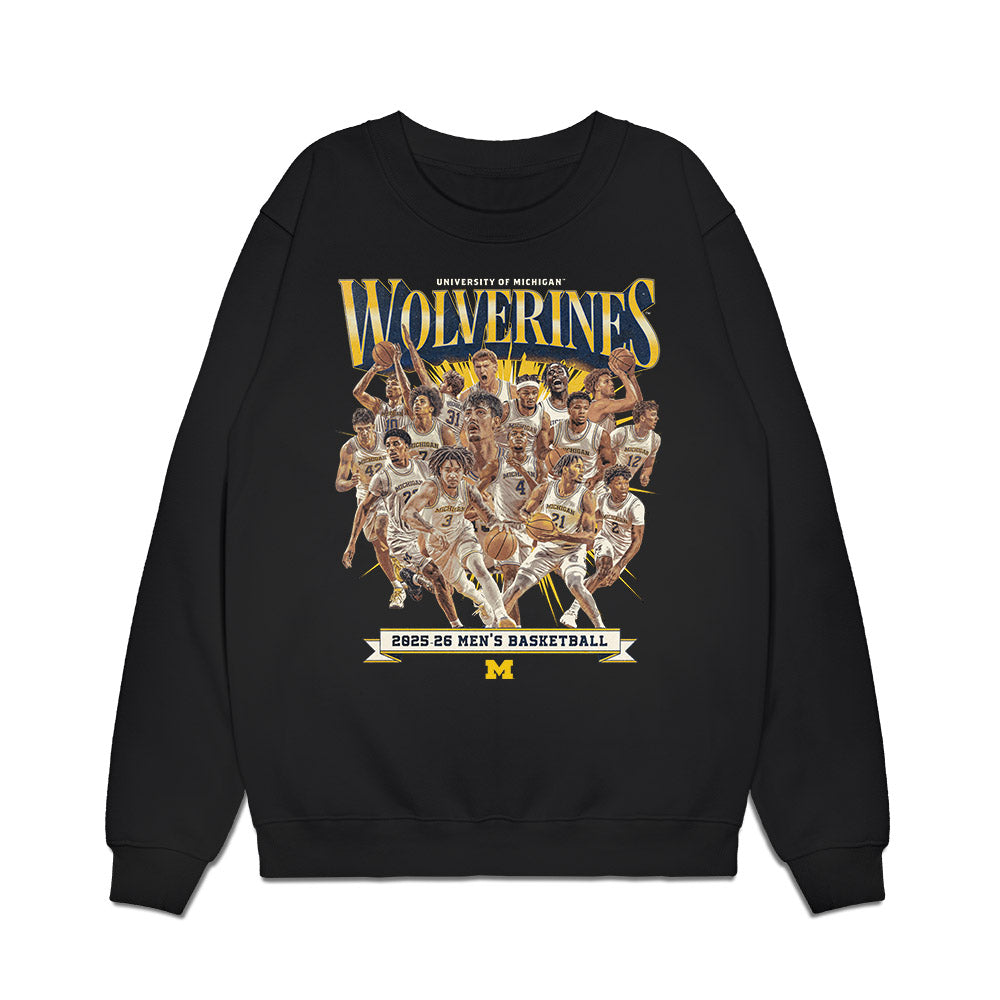 Michigan - NCAA Men's Basketball : - Team Collage Premium Crewneck Sweatshirt-0